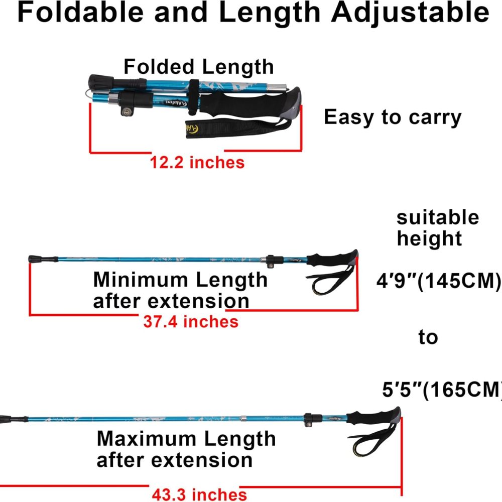 Walking Stick - Collapsible Trekking Pole for Men and Women,7075 Aluminum Hiking Stick for Seniors - Image 3